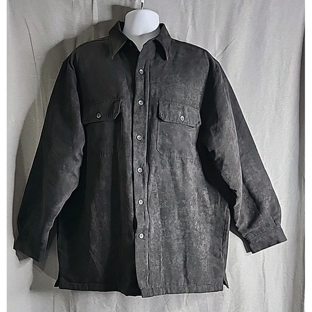 High Sierra Jacket Mens Sz Large Black Soft Supersuede Overshirt Quilted Lined